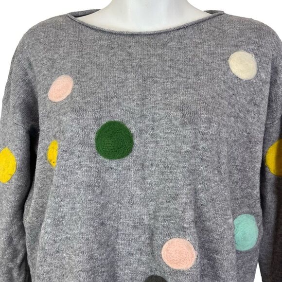 PATRIZIA LUCA MILANO Gray Long Sleeve Pullover Dot Embroidered Sweater sz XS - Picture 2 of 16